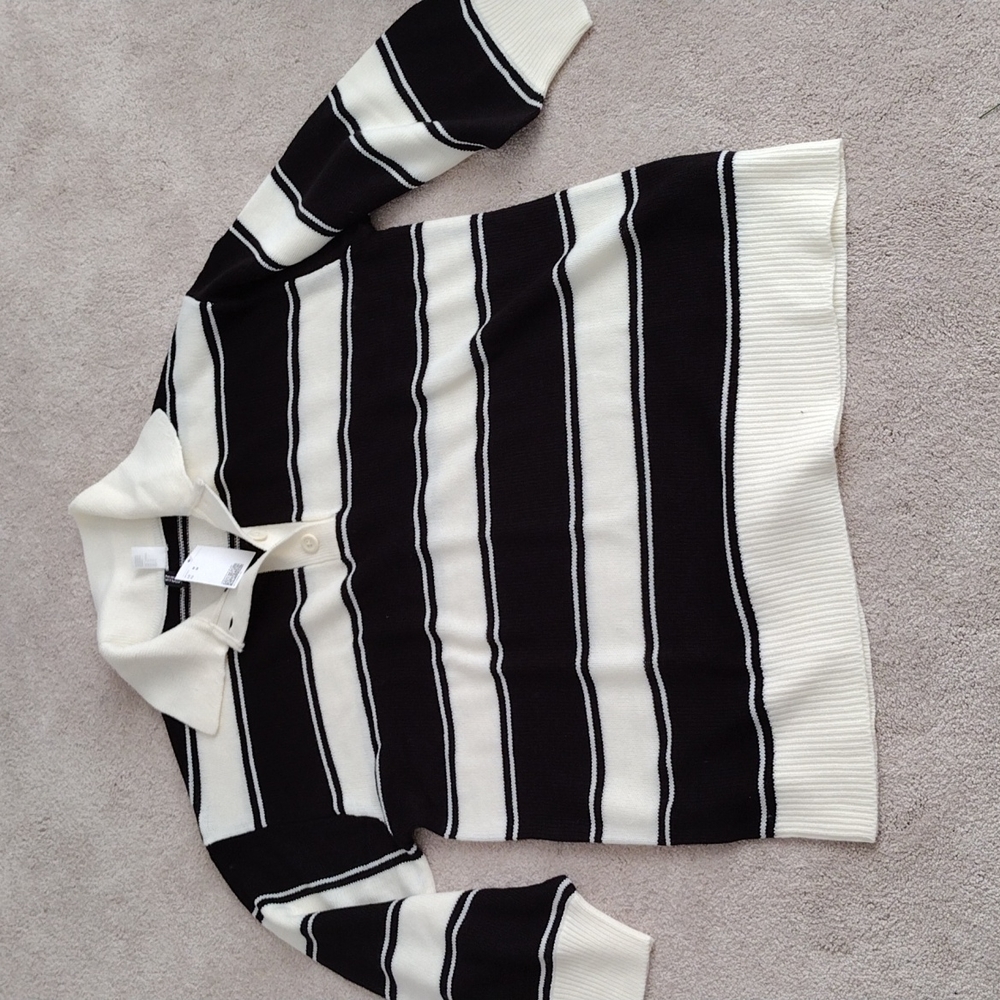 Nwt h&m oversized striped sweater shirt medium